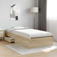 Berkfield Bed Frame with Drawer Brown 90 x 190 cm Engineered Wood