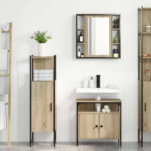 Berkfield Bathroom Furniture Set with Shelf 3 pcs Brown Engineered wood
