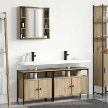 Berkfield Bathroom Furniture Set with Shelf 3 pcs Brown Engineered wood