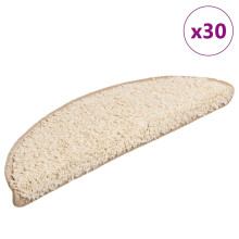 Berkfield Stair Mats 30 pcs 56x17x3 cm Cream Half Round