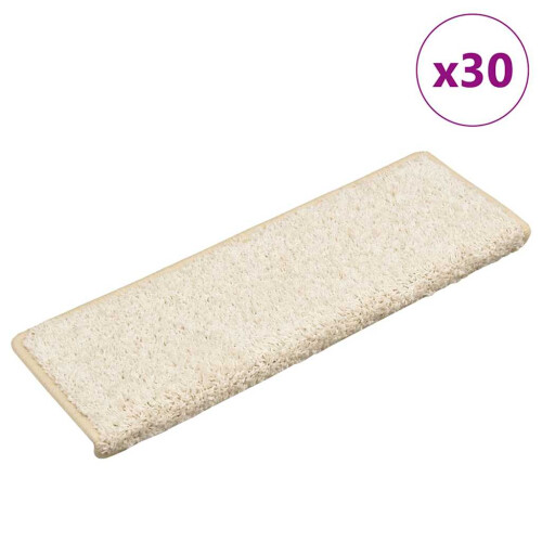 Berkfield Stair Mats 30 pcs 65x21x4 cm White Rectangular Edge