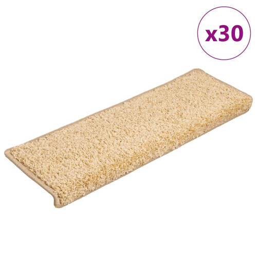 Berkfield Stair Mats 30 pcs 65x21x4 cm Cream Rectangular Edge