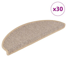 Berkfield Stair Mats Self-adhesive Sisal-Look 30 pcs 65x21x4 cm Light Beige