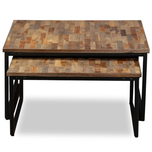 Berkfield Nesting Coffee Table Set 2 Pieces Solid Reclaimed Teak 1