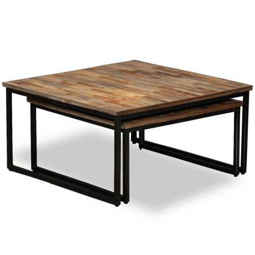 Berkfield Nesting Coffee Table Set 2 Pieces Solid Reclaimed Teak 2