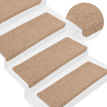 Berkfield Stair Mats Self-adhesive 30 pcs Beige 65x24.5x3.5 cm