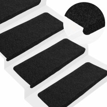 Berkfield Stair Mats Self-adhesive 30 pcs Black 65x24.5x3.5 cm