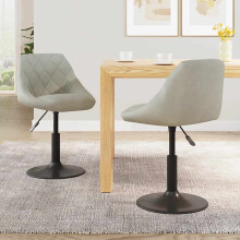 Berkfield Swivel Dining Chairs 2 pcs Light Grey Velvet