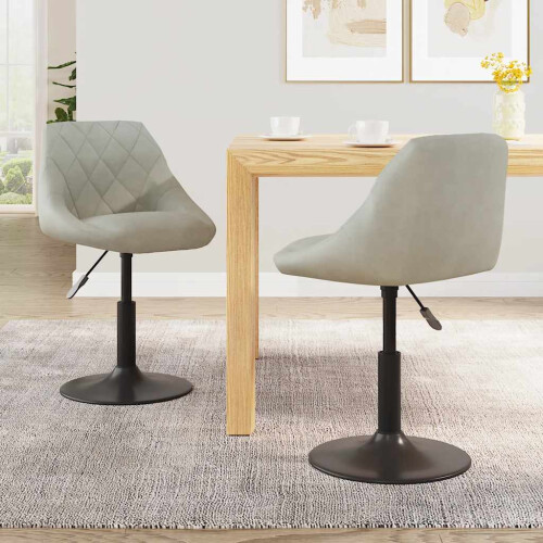 Berkfield Swivel Dining Chairs 2 pcs Light Grey Velvet