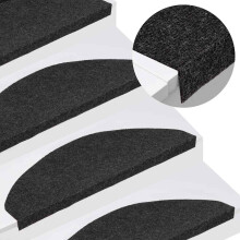 Berkfield Stair Mats Self-adhesive 20 pcs Black 65x22.5x3.5 cm