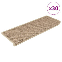 Berkfield Stair Mats Self-adhesive Sisal-Look 30 pcs 65x21x4 cm Sand