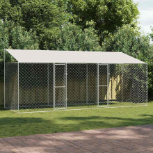 Berkfield Dog Cage with Roof Silver 600 x 200 x 256 cm Steel and PE