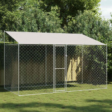 Berkfield Dog Cage with Roof Silver 400 x 200 x 256 cm Steel and PE
