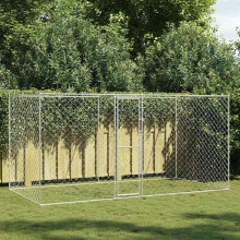 Berkfield Dog Cage Silver 400 x 200 x 200 cm Galvanised Steel