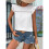 Women'S Round Neck Cap Sleeve Top White S 2