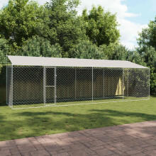 Berkfield Dog Cage with Roof Silver 800 x 200 x 256 cm Steel and PE