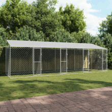 Berkfield Dog Cage with Roof Silver 800 x 200 x 256 cm Steel and PE