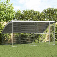 Berkfield Dog Kennel 2 pcs Silver 4 x 2 x 2 m Galvanised steel