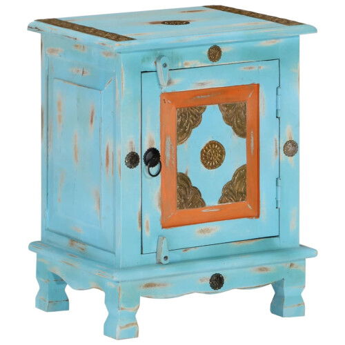 Berkfield Nightstand Solid Mango Wood Blue 2