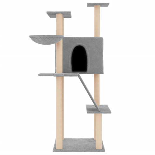 Berkfield Cat Tree with Sisal Scratching Posts Light Grey 143 cm 2