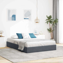 Berkfield Storage Bed with Headboard Dark Grey 135 x 190 cm Velvet