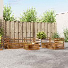 Berkfield Outdoor Sofa Set 6 pcs Natural Solid Acacia Wood