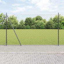 Berkfield Fence Post Grey 25 x 1.4 m (60 x 60 mm mesh) Steel and PVC
