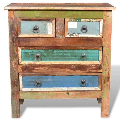 Berkfield Reclaimed Cabinet Solid Wood with 4 Drawers 1