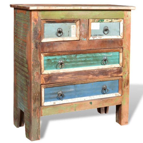 Berkfield Reclaimed Cabinet Solid Wood with 4 Drawers 2