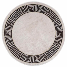 Berkfield Rug Washable œÜ120 cm Light Beige Anti Slip