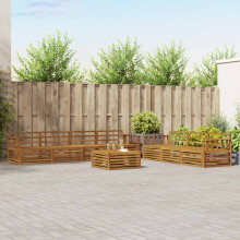 Berkfield Outdoor Sofa Set 8 pcs Natural Solid Acacia Wood
