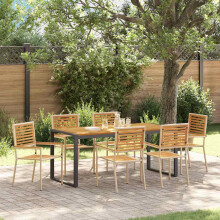 Berkfield Garden Dining Set 7 pcs Beige and Brown Poly Rattan