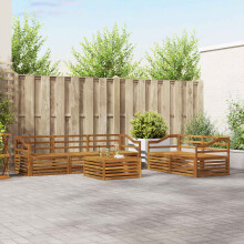 Berkfield Outdoor Sofa Set 6 pcs Natural Solid Acacia Wood