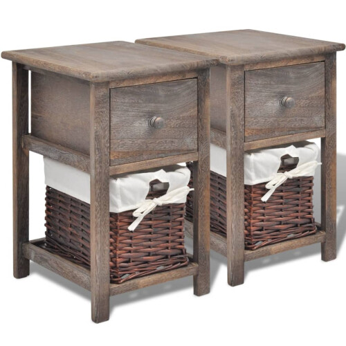 Berkfield Bedside Cabinets 2 pcs Wood Brown 1