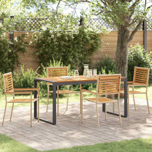 Berkfield Garden Dining Set 5 pcs Beige and Brown Poly Rattan