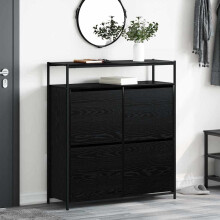 Berkfield Shoe Cabinet Black Oak 100 x 34 x 112 cm Engineered Wood