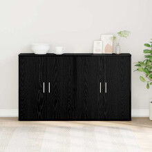 Berkfield Sideboard 2 pcs Black Oak 60 x 31 x 70 cm Engineered Wood