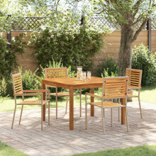 Berkfield Garden Dining Set 5 pcs Beige Solid Acacia Wood