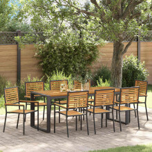 Berkfield Garden Dining Set 9 pcs Black and Brown Poly Rattan