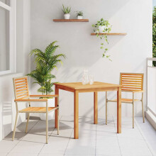 Berkfield Garden Dining Set 3 pcs Beige Solid Acacia Wood