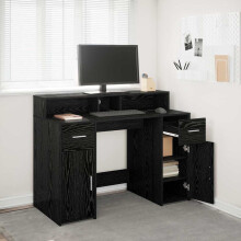 Berkfield Desk with Drawer Black oak 120 x 55 x 91 cm Engineered wood