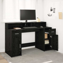 Berkfield Desk with Drawer Black oak 140 x 55 x 91 cm Engineered wood