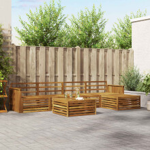 Berkfield Outdoor Sofa Set 6 pcs Natural Solid Acacia Wood
