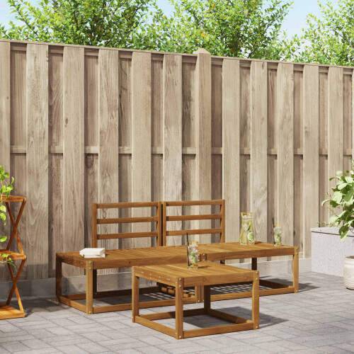 Berkfield Outdoor Sofa Set 3 pcs Natural Solid Acacia Wood