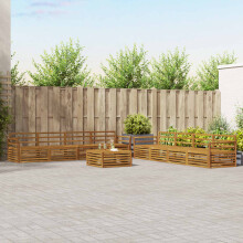 Berkfield Outdoor Sofa Set 9 pcs Natural Solid Acacia Wood