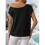 Women'S Short-Sleeved Off-Shoulder Knitted Pullover Black M 2