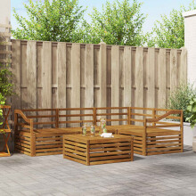 Berkfield Outdoor Sofa Set 5 pcs Natural Solid Acacia Wood