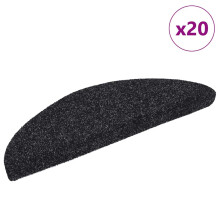 Berkfield Stair Mats Self-adhesive 20 pcs 56x17x3 cm Black Half Round