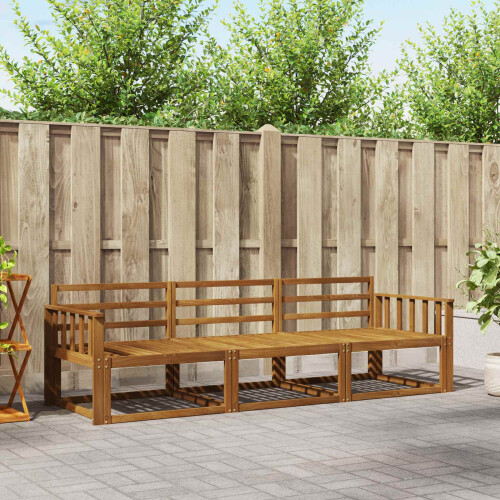 Berkfield Outdoor Sofa Set 3 pcs Natural Solid Acacia Wood