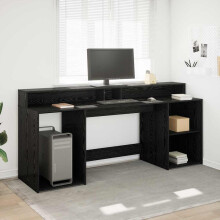 Berkfield Desk with Drawer Black oak 200 x 55 x 91 cm Engineered wood